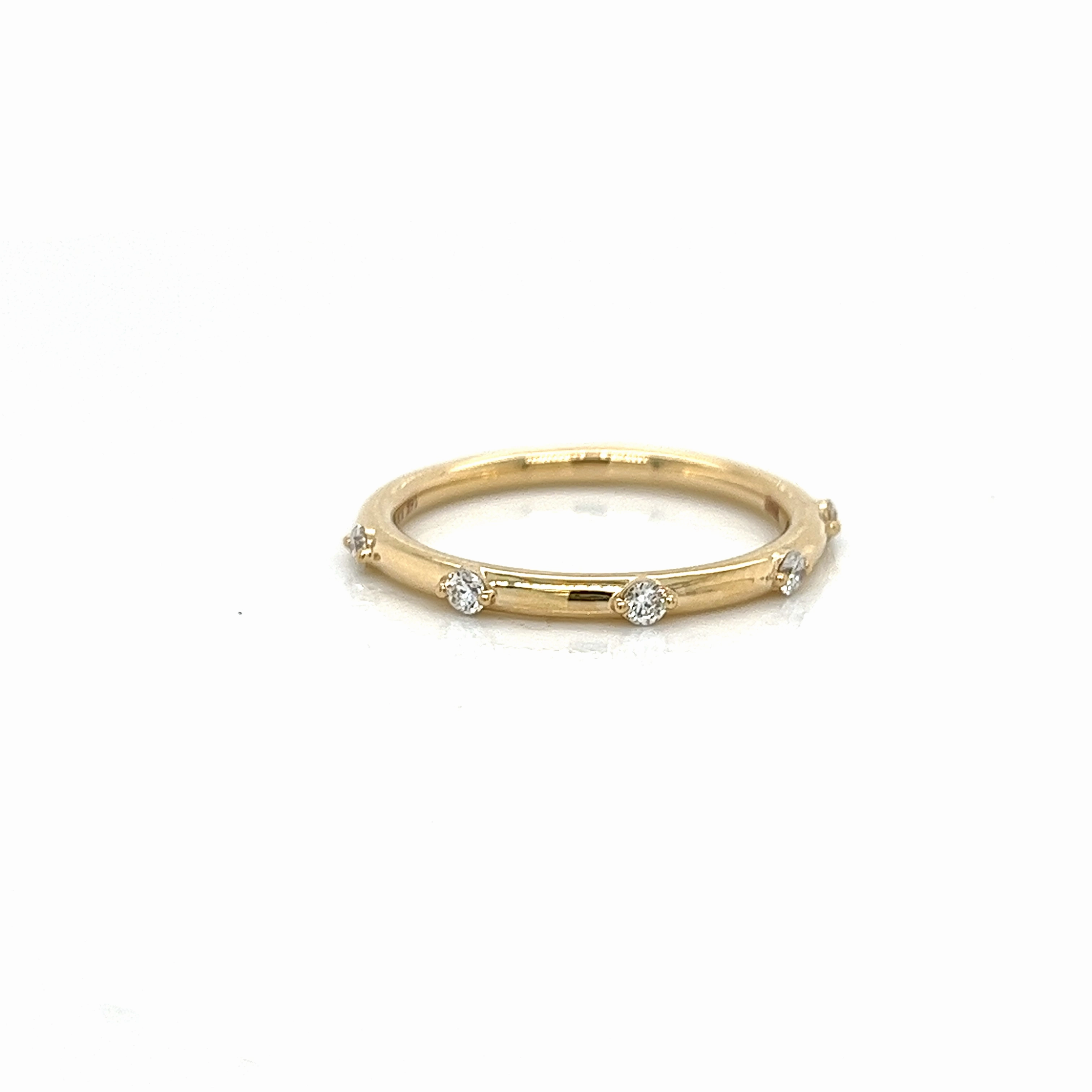 Half Anniversary Diamond Wedding Ring in 14K Yellow Gold (0.14ctw) Romantic Mood Elegant Shine Finish
