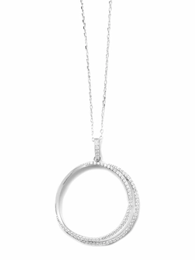 Eclipse Sun Moon Necklace with Cubic Zirconia Rhodium-plated Sterling Silver Casual Day Accessory