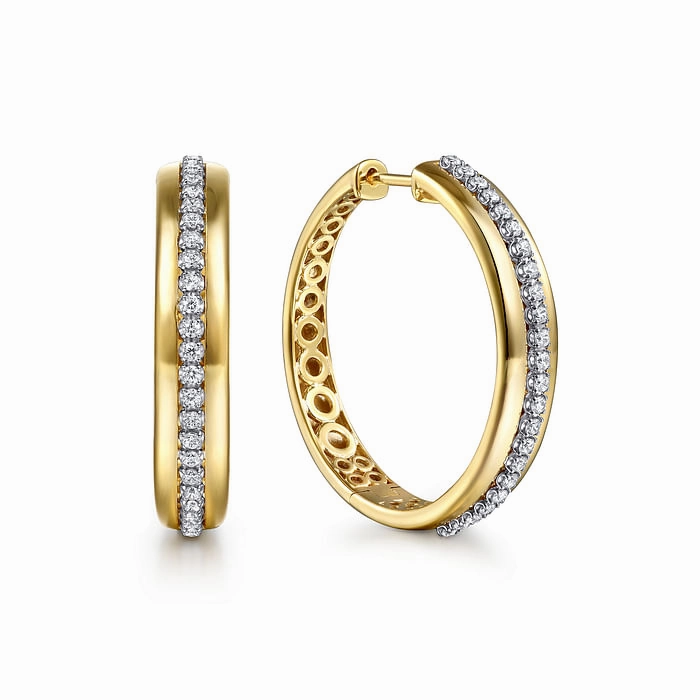 Everyday Appeal 14K White and Yellow Gold Diamond Classic Hoop Earrings