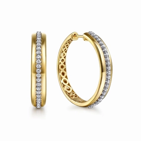 Everyday Appeal 14K White and Yellow Gold Diamond Classic Hoop Earrings
