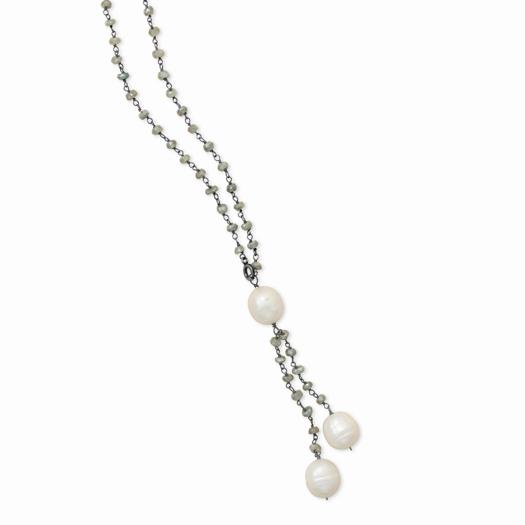 Fashion Mix Labradorite Bead Necklace with Cultured Freshwater Pearls