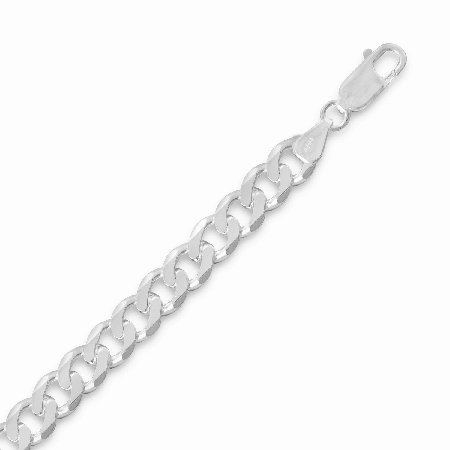 For Couple Beveled Curb Chain Necklace 7mm 180 Sterling Silver