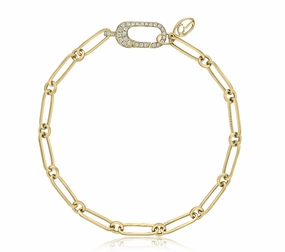 A. JAFFE Paperclip Diamond Bracelet in 14K Yellow Gold (.19ctw) Flirty Accent Wedding Style