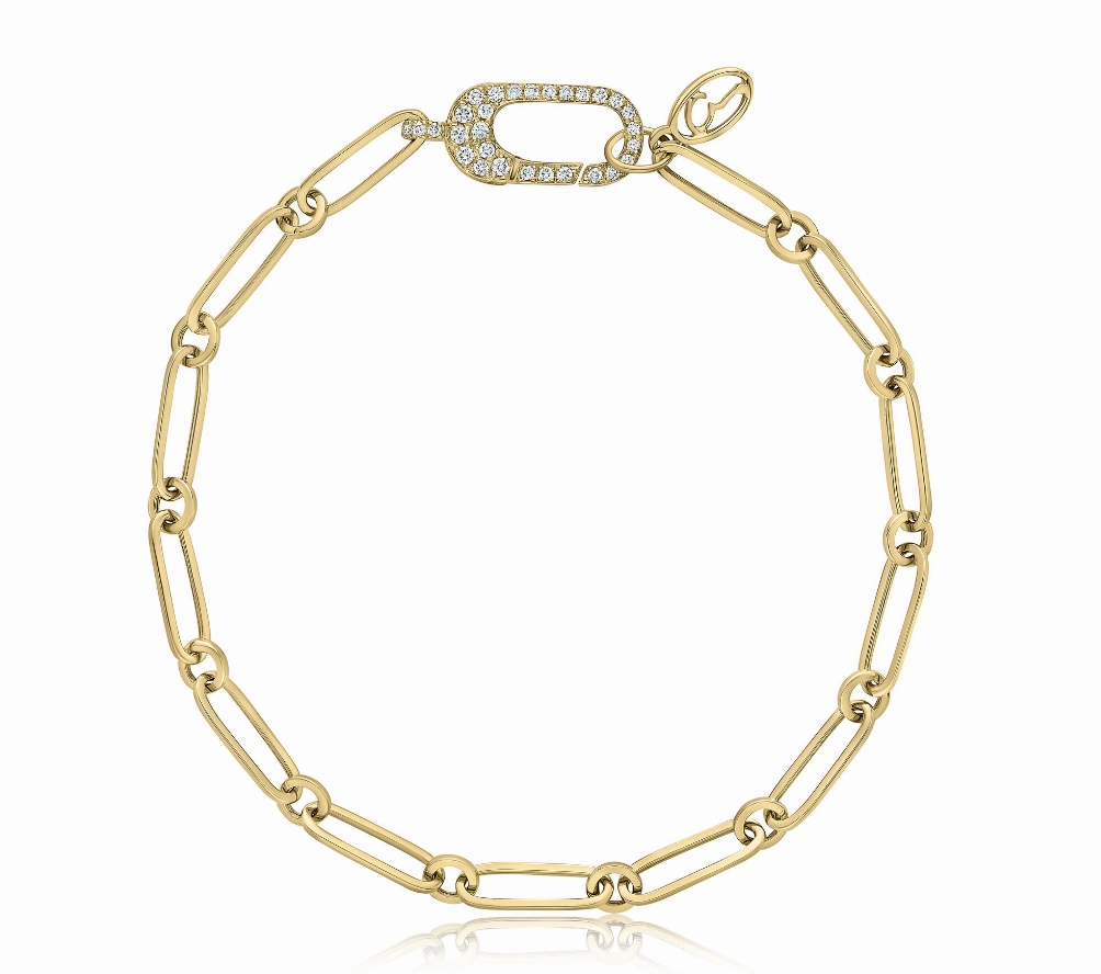 A. JAFFE Paperclip Diamond Bracelet in 14K Yellow Gold (.19ctw) Flirty Accent Wedding Style