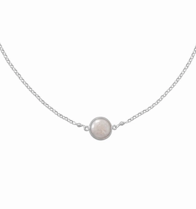 Bezel-set Cultured Freshwater Coin Pearl Necklace Sterling Silver Chic Street Professional Mood