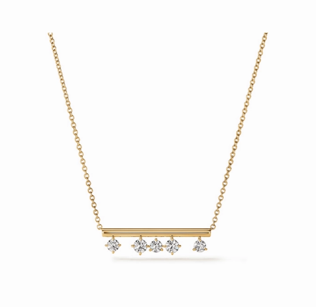 Hearts On Fire 18K Yellow Gold Barre Floating Diamond Necklace (.50ctw) Fashion Forward