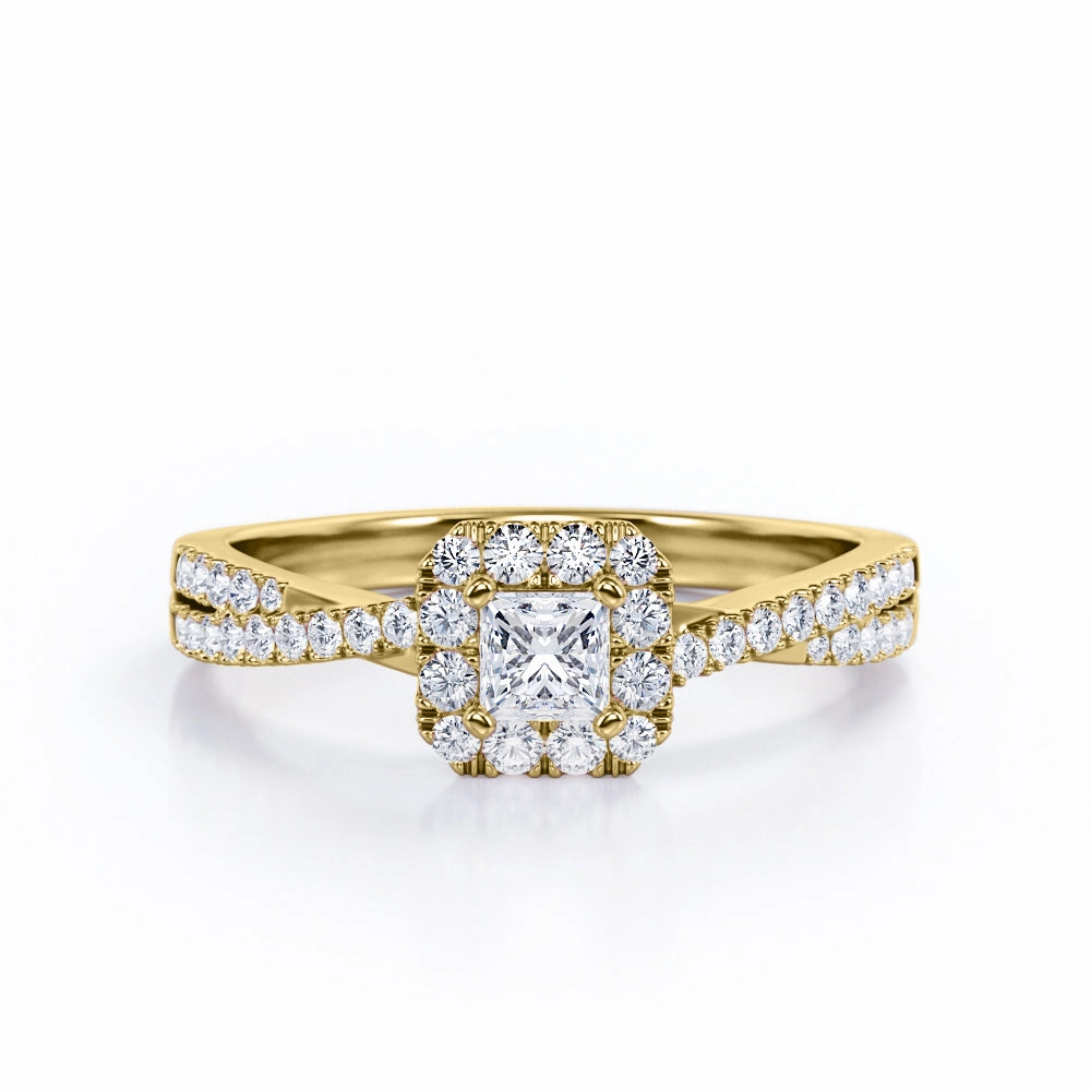 Infinity 1 Ct Princess Cut Diamond Engagement Ring Compact Design