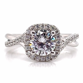 Cushion Halo Engagement Ring Setting in White Gold City Elegance