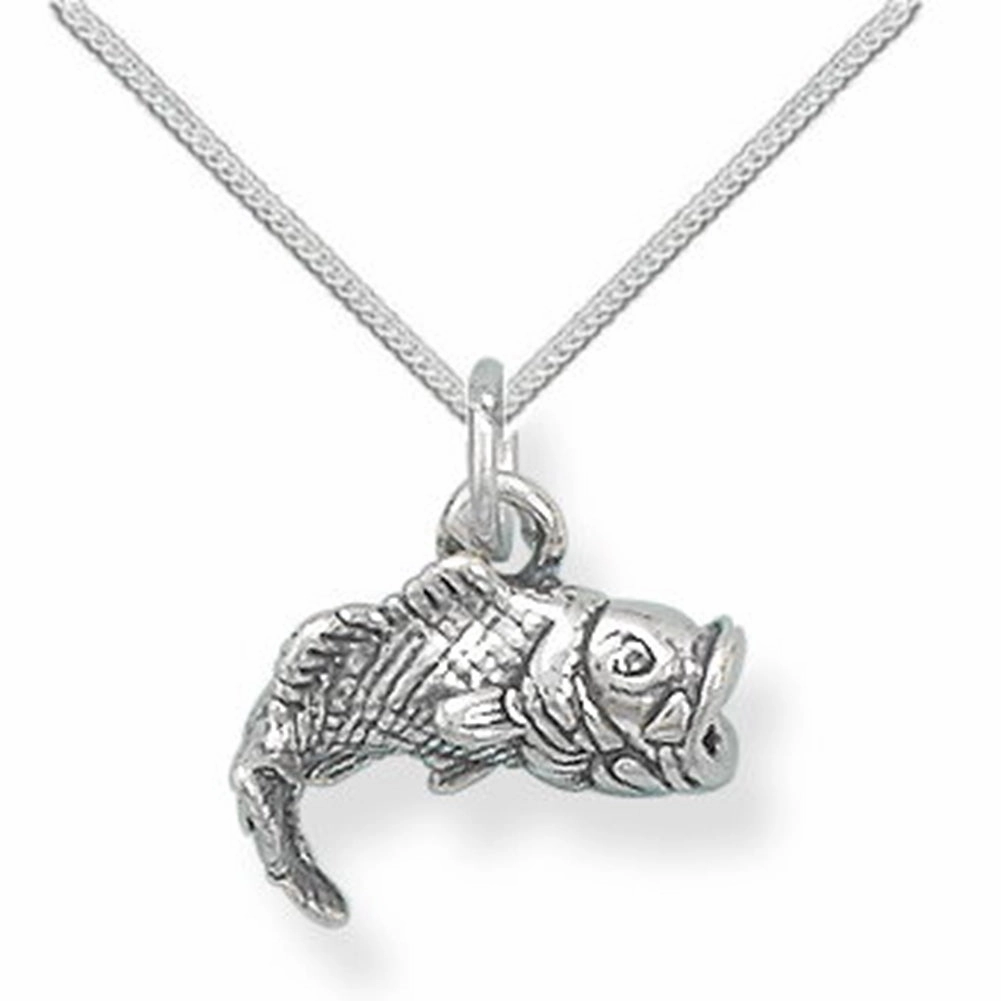 Diverse Audience Exclusive Style 3-D Large Mouth Bass Necklace Sterling Silver - Chain Included
