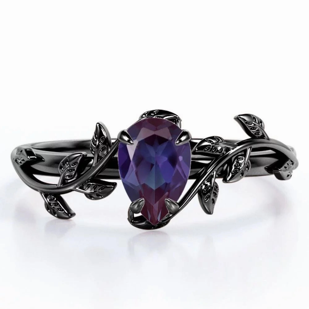 1 Ct Pear Lab Alexandrite Solitaire Engagement Ring Unique Present Convenient Appearance