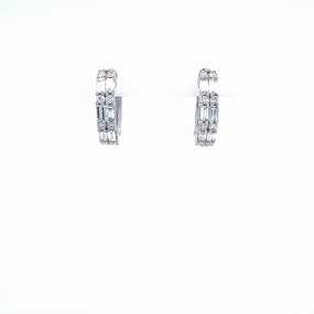 Polished Treasures Timeless Finish Round Small Hoop Diamond Earrings in 14K White Gold (0.65ctw)