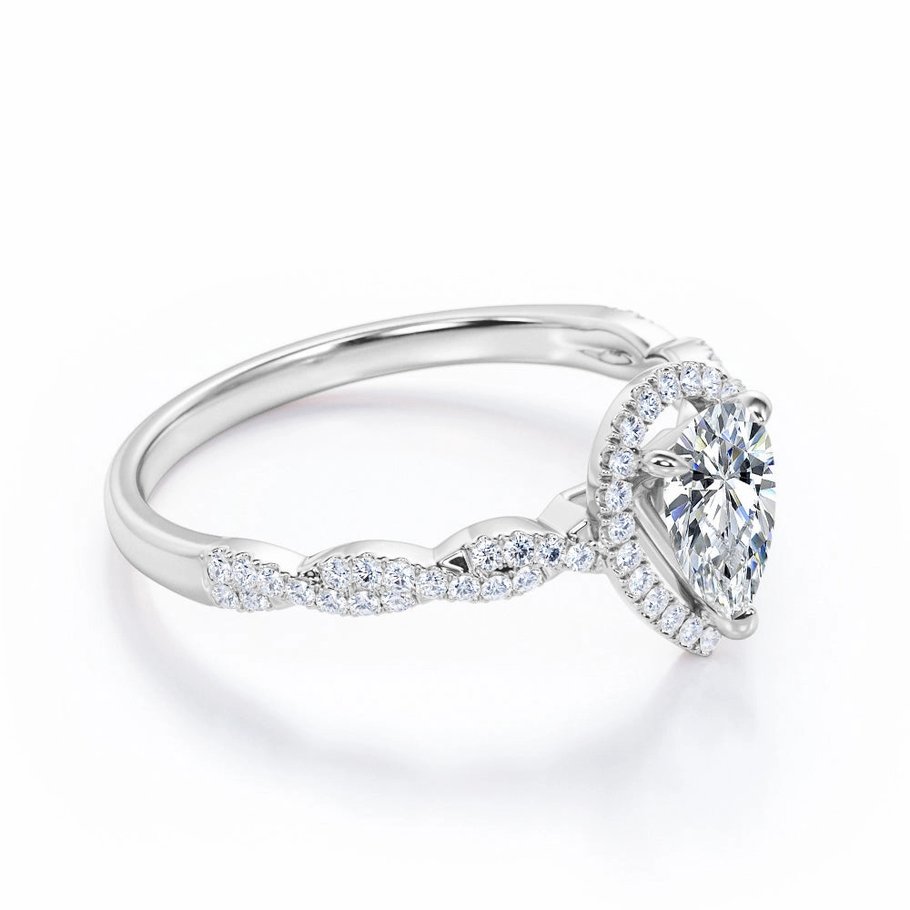 1.25 Carat Pear Moissanite Infinity Engagement Ring Custom Accessory