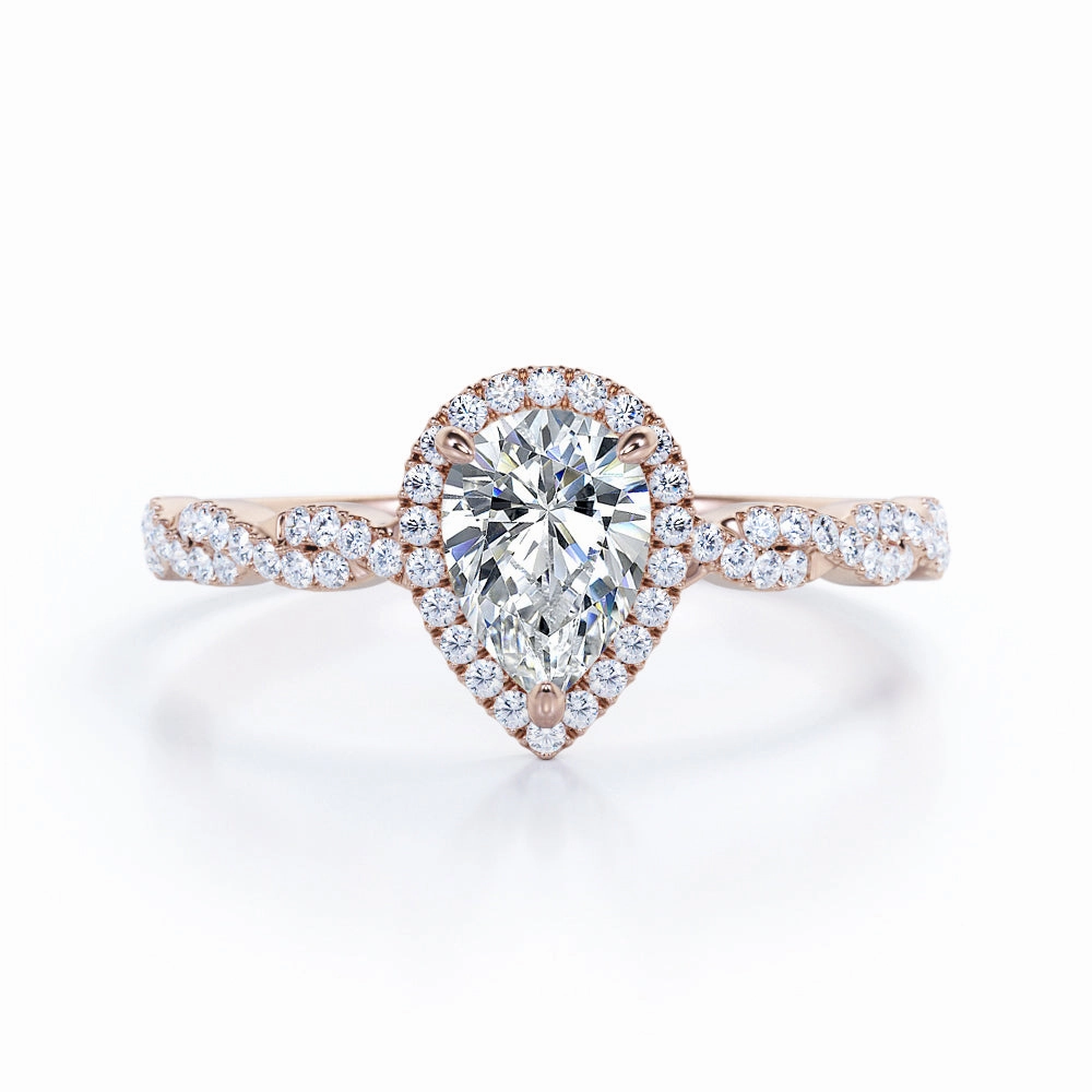 strong style 1.25 Carat Pear Moissanite Infinity Engagement Ring