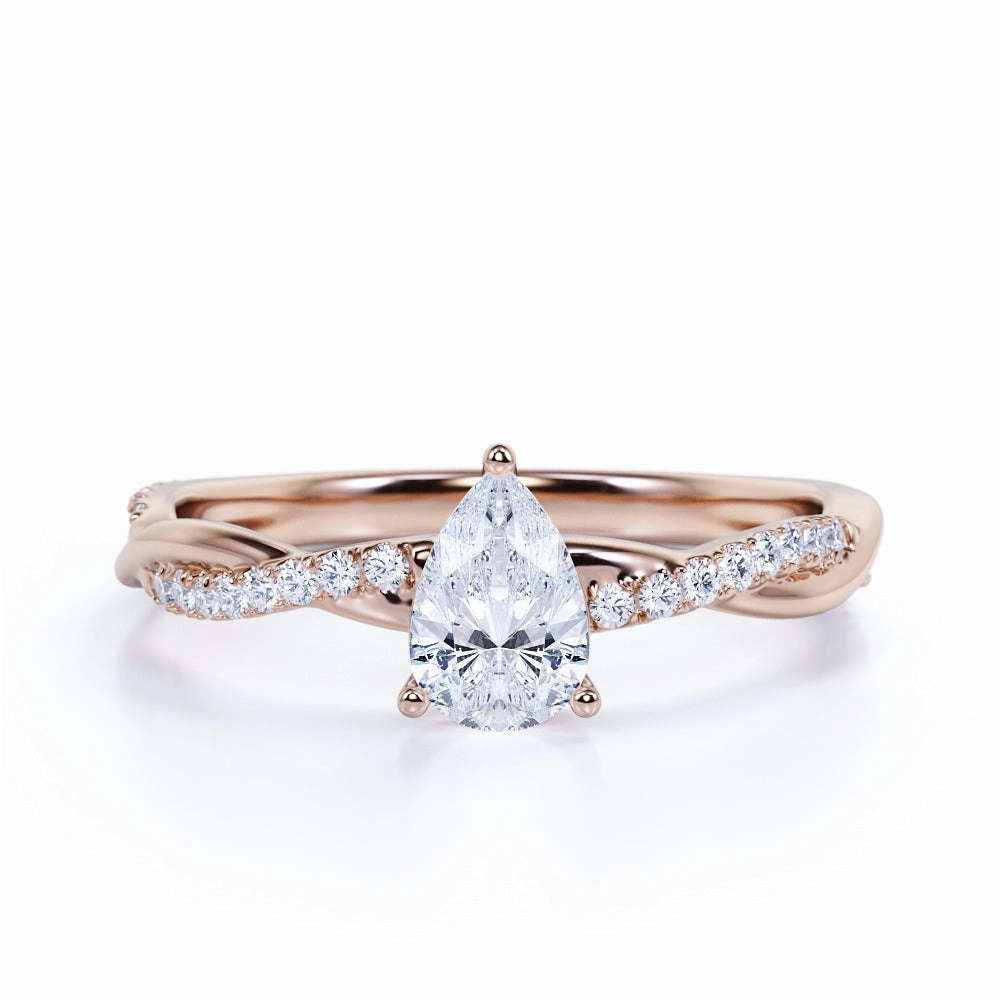 Infinity 0.5 Ct Pear Cut Diamond Engagement Ring Designer Jewelry