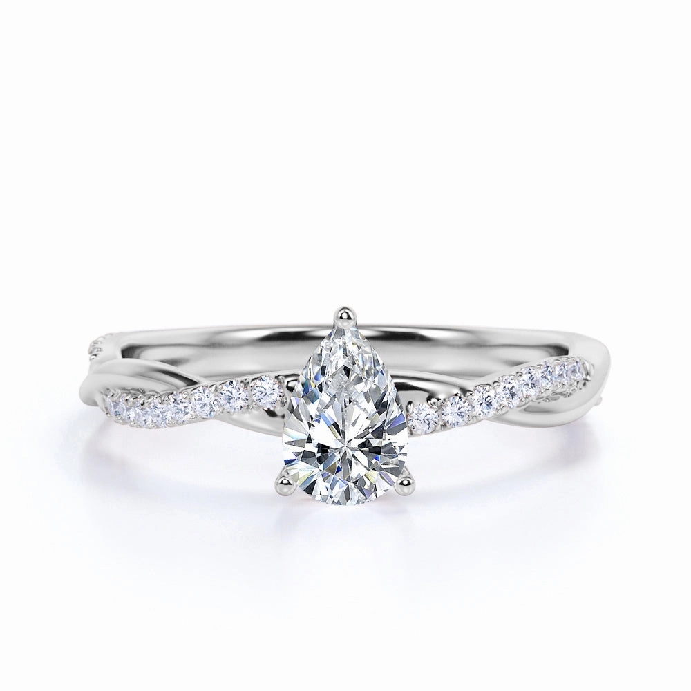 Infinity 0.5 Ct Pear Cut Diamond Engagement Ring Art Deco Economical Gift