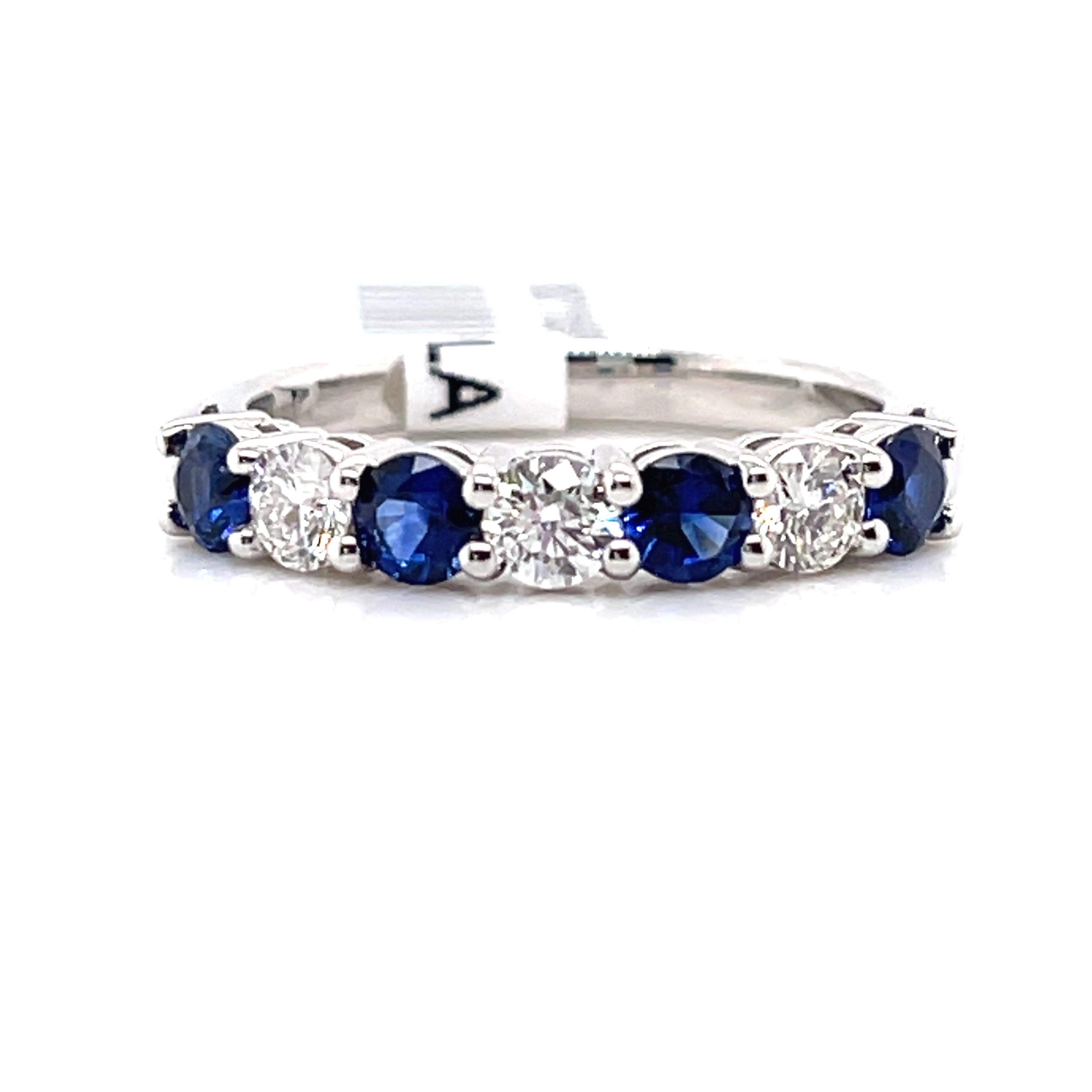 Bremer Jewelry Sapphire and Diamonds Half Anniversary Fashion Ring in Platinum (1.17ctw) Flawless Sparkle