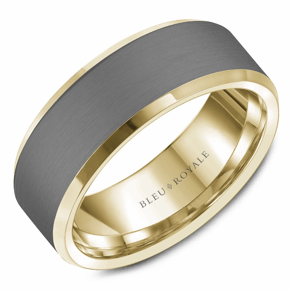 Fresh Form Premium Accent CrownRing Textured 8mm Wedding Ring in 14K Yellow Gold/Tantalum