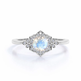 For Everyone 1.25 ct Round Moonstone Antique Engagement Ring