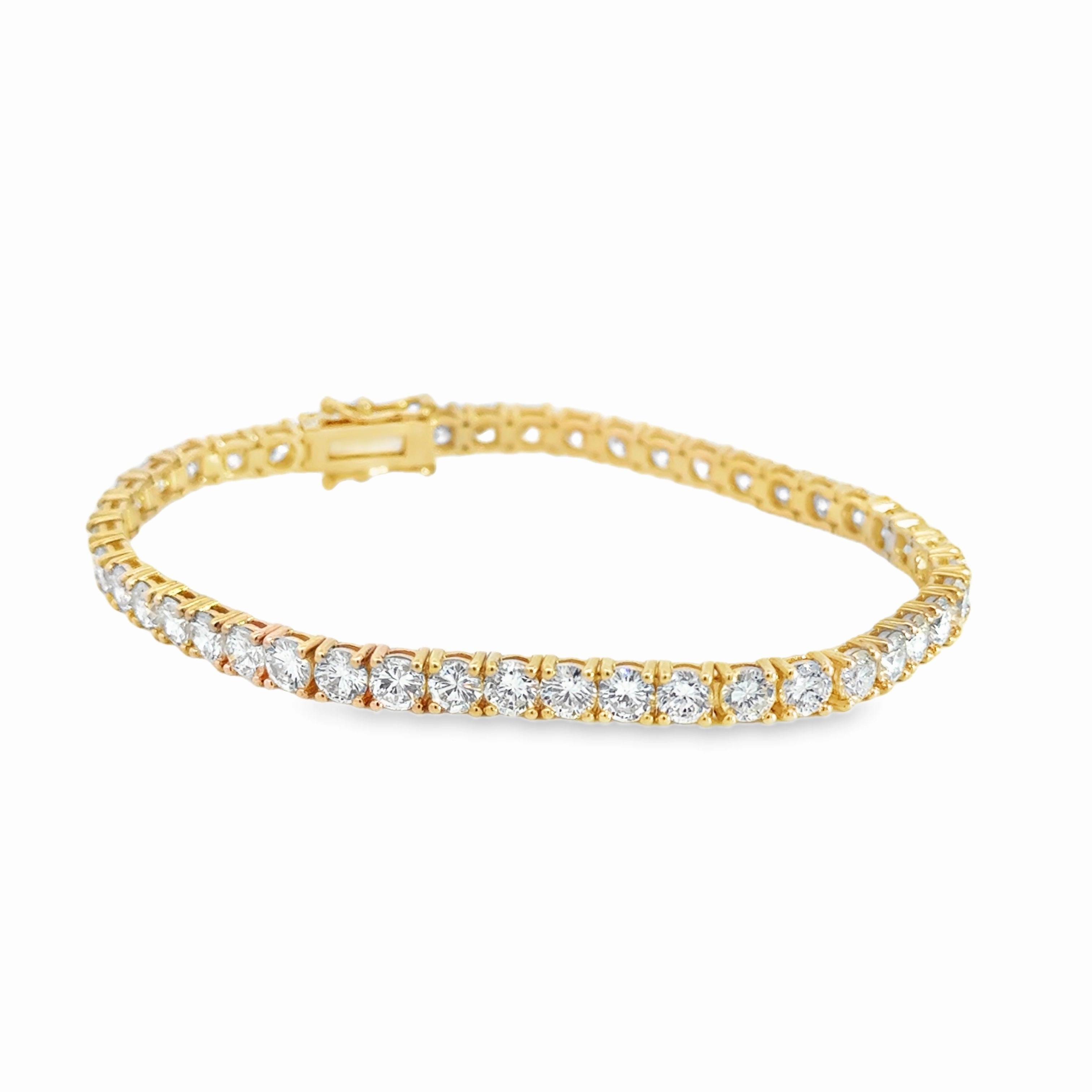 Vibrant Touch Rich Shine 14K Yellow Gold Diamond Tennis Bracelet - 9.74 Carats