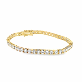 Vibrant Touch Rich Shine 14K Yellow Gold Diamond Tennis Bracelet - 9.74 Carats
