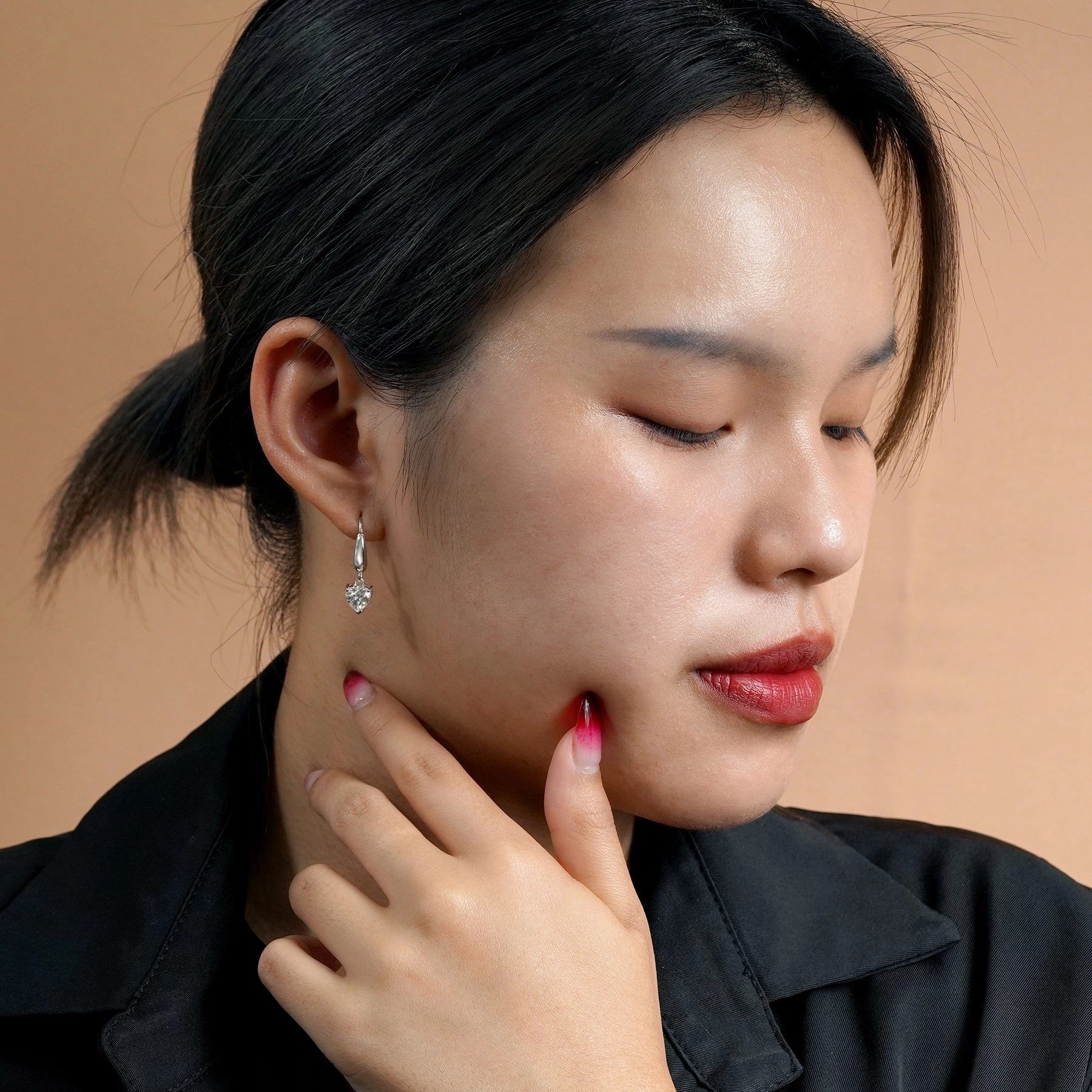 Enchanting 1.5 Carat Heart Shaped Moissanite Dangle Earrings in 18K White Gold over Silver Stylish Element Affordable Feature