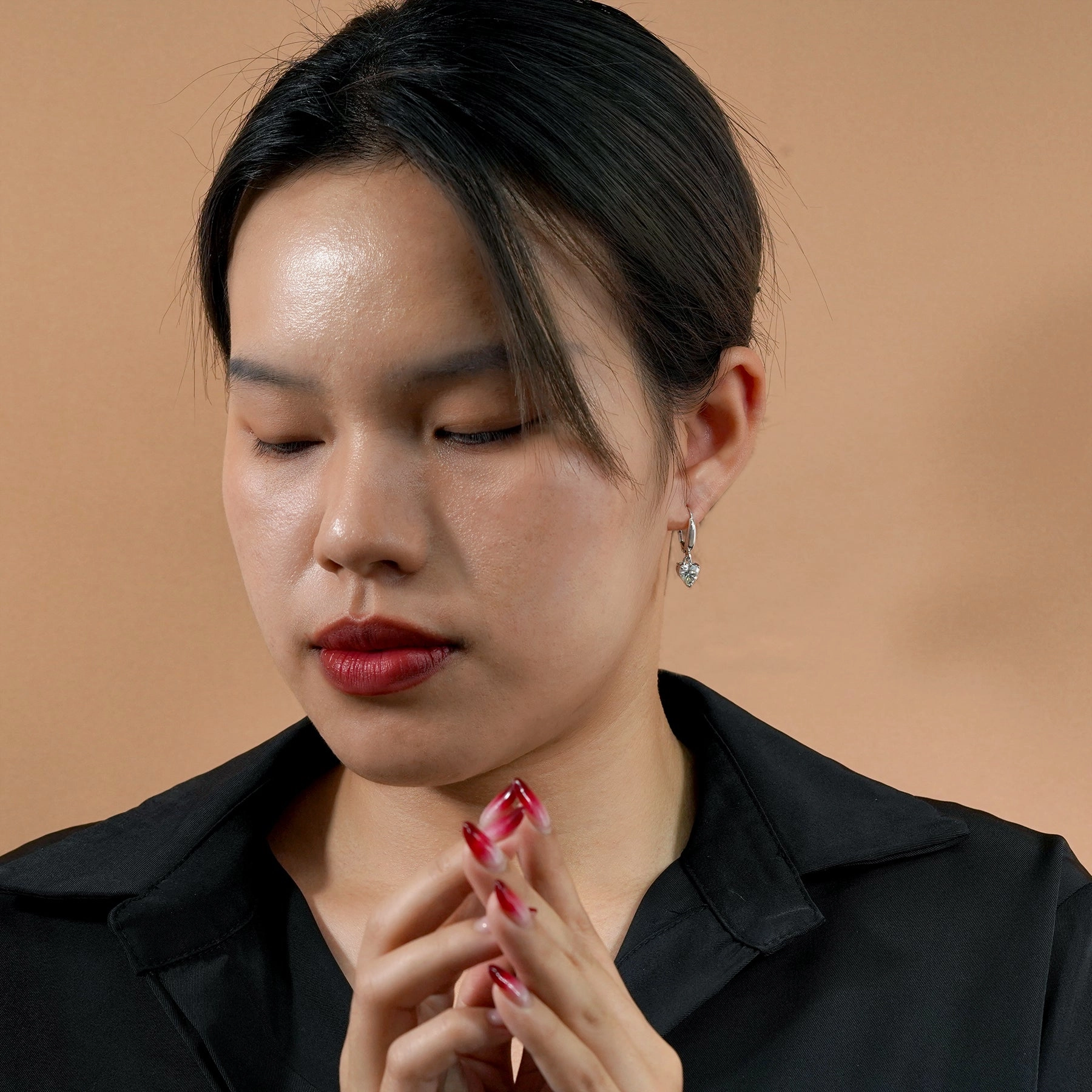 Glossy Adornment Enchanting 1.5 Carat Heart Shaped Moissanite Dangle Earrings in 18K White Gold over Silver