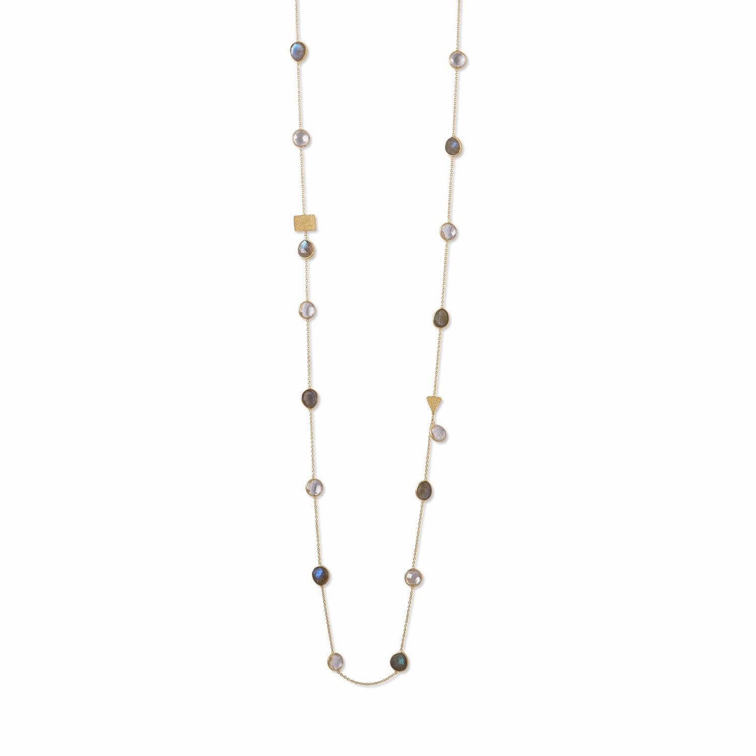 Endless Necklace Labradorite and Quartz Station Style Sterling Silver Classic Style Holiday Outfit