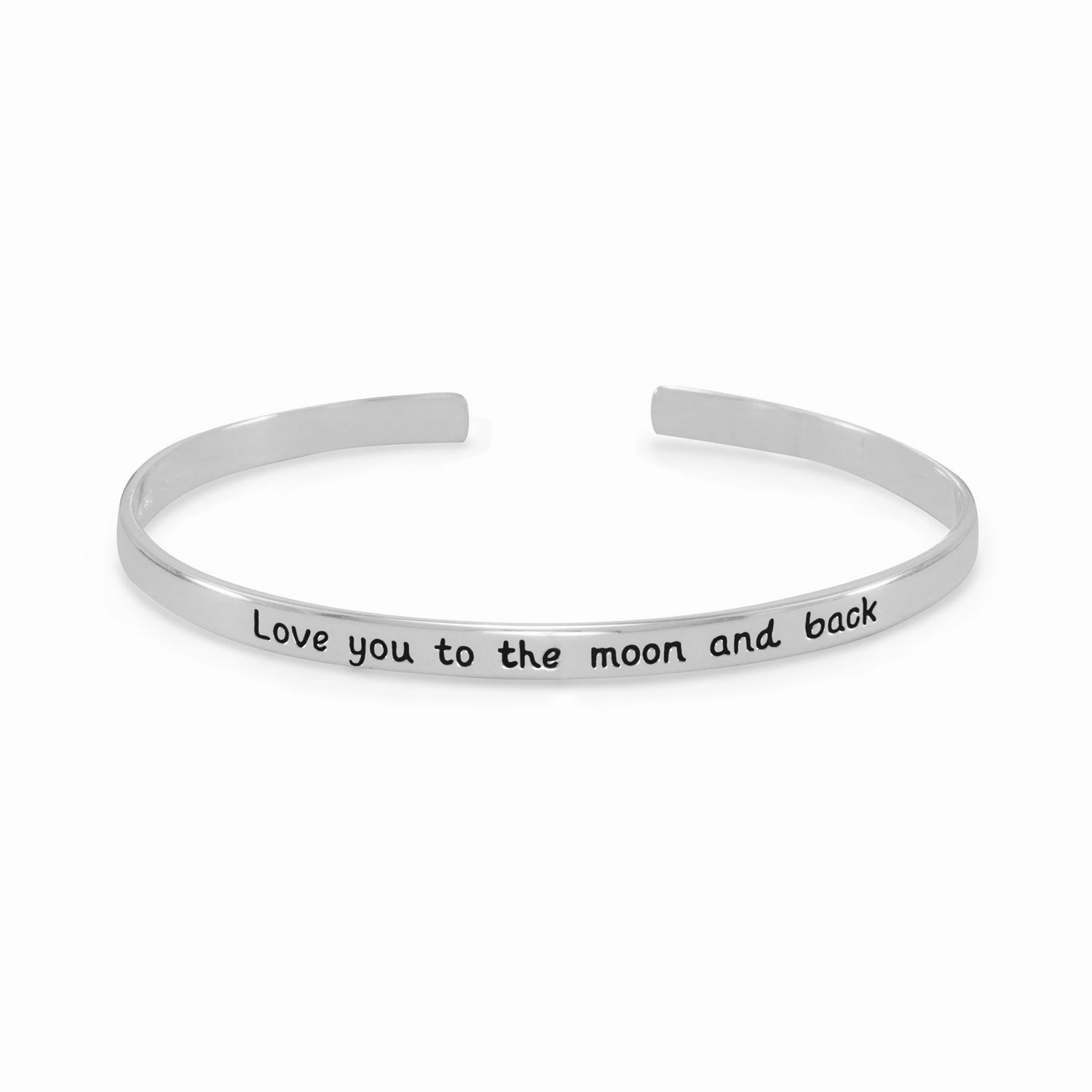 Engraved Cuff Bracelet with Love You to the Moon and Back Sterling Silver Spiritually Fulfilling