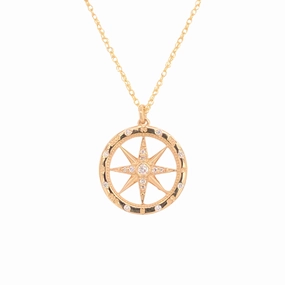 David Connolly | Medium Windrose Style Round Diamond Compass Pendant Weekend Sparkle