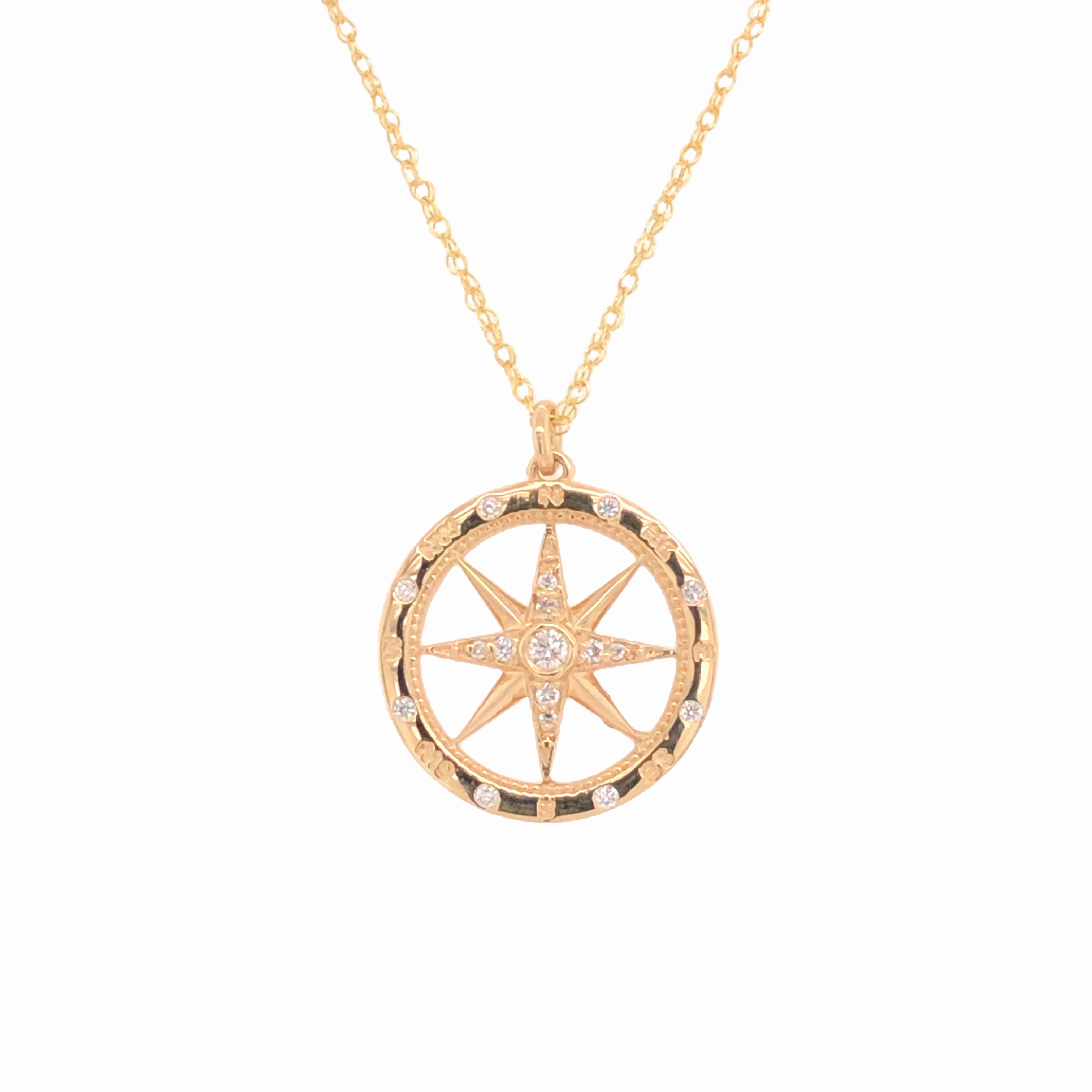 David Connolly | Medium Windrose Style Round Diamond Compass Pendant Weekend Sparkle