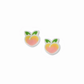 Peach Stud Earrings Sterling Silver with Enamel Color Childrens Luxurious Decoration