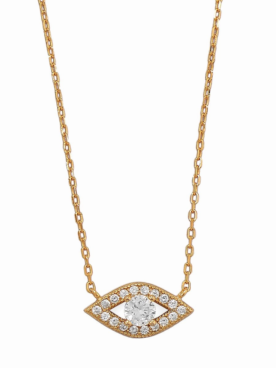 Chic Adornment Occasion Gemmed Jewelry Evil Eye Necklace Gold-plated Silver with Cubic Zirconia Adjustable