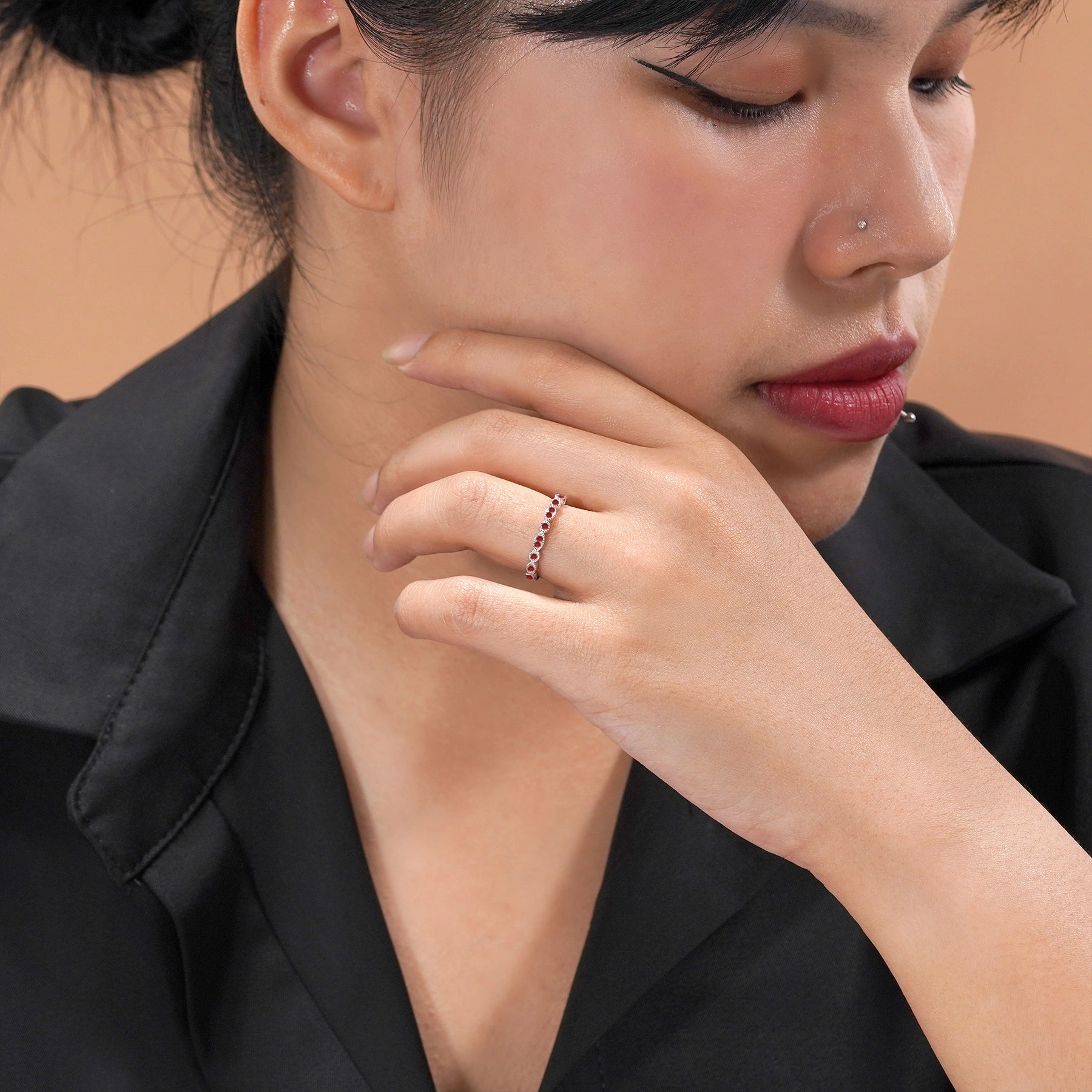 0.25 Carat January Birthstone Art-Deco Wedding Band Clean Finish