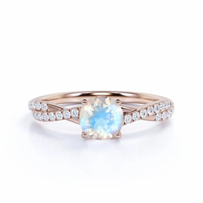 1.1 ct Round Moonstone Infinity Engagement Ring Glamorous Decoration Winter Look