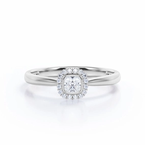 Branded Piece 0.50 Ct Princess Cut Diamond Halo Engagement Ring