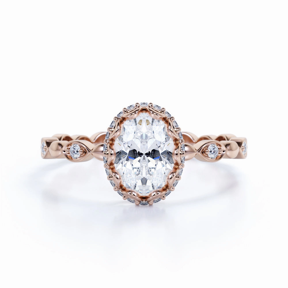 Bold piece Vintage 1.50 Carat Oval Cut Moissanite Engagement Ring