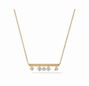 Cool Spark Hearts On Fire 18K Yellow Gold Barre Floating Diamond Necklace (.50ctw)