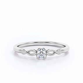 Superior Art Solitaire Cathedral - 0.25 TCW Round Shaped Diamond - Dainty Crossover Engagement Ring - White Gold