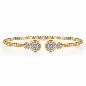 Finest Detail Crisp Detail 14K White and Yellow Gold Diamond Bujukan Bangle