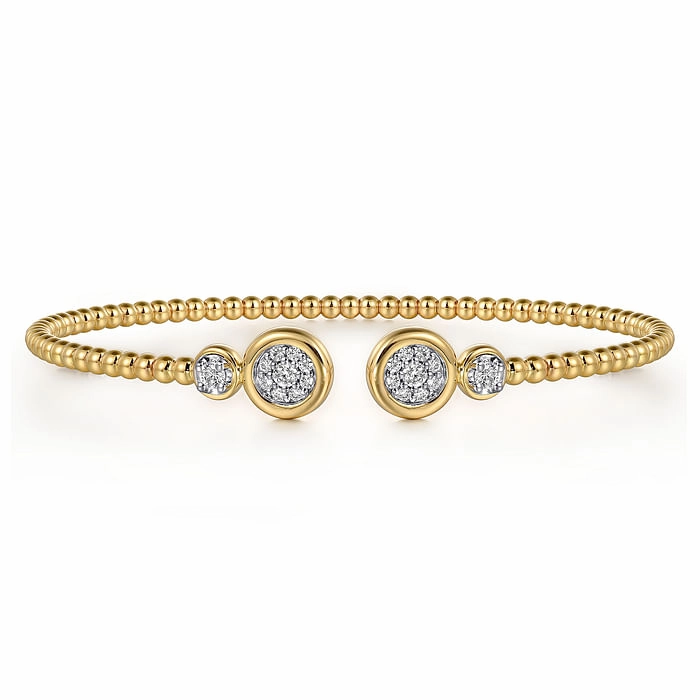 Finest Detail Crisp Detail 14K White and Yellow Gold Diamond Bujukan Bangle