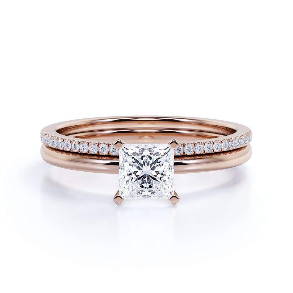 1 Ct Princess Cut Diamond Solitaire Wedding Ring Set Fantastic Accessory