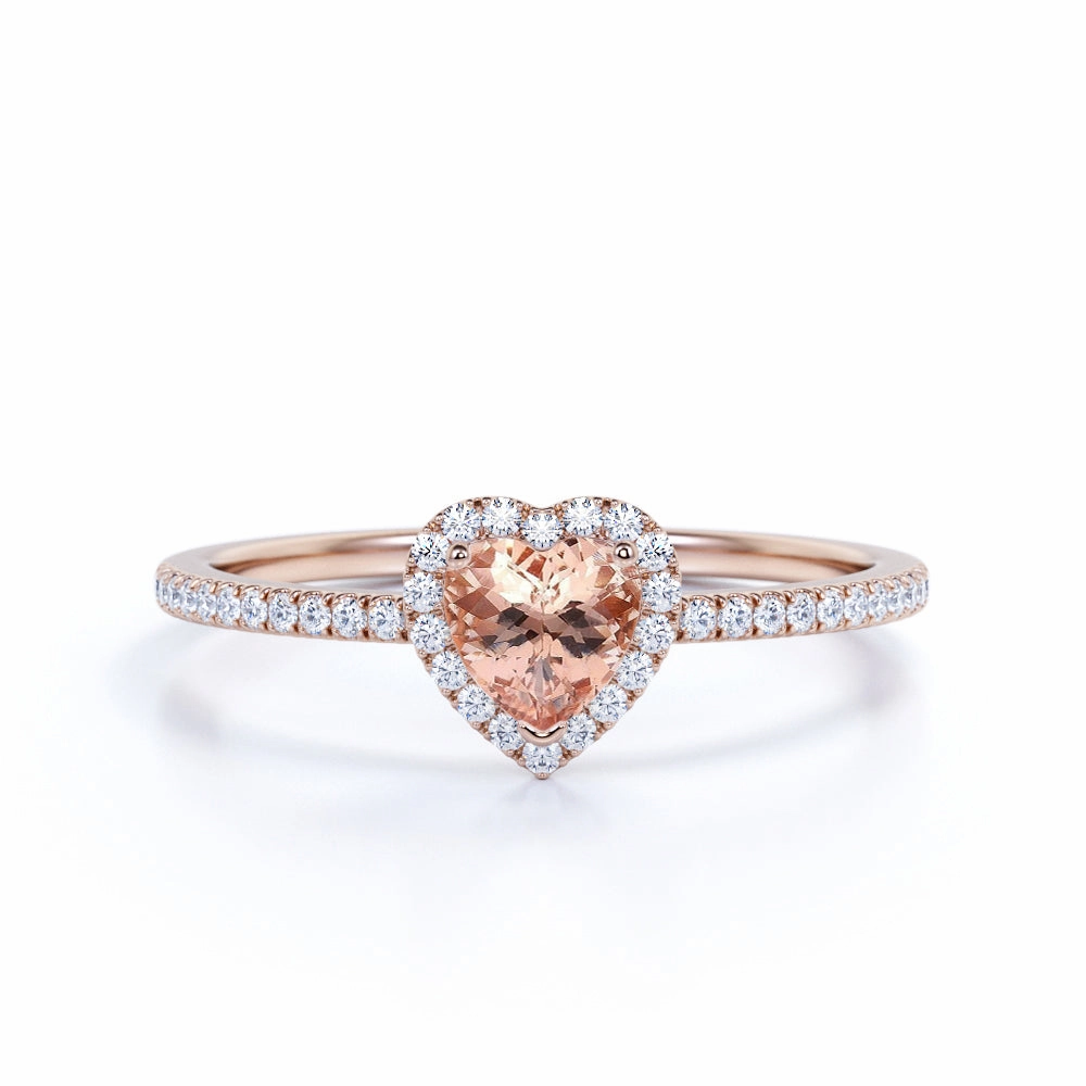 Personal Style 1.25 ct Heart Morganite Halo Engagement Ring