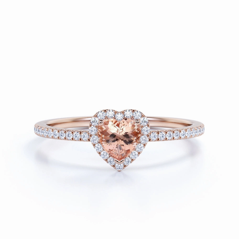 1.25 ct Heart Morganite Halo Engagement Ring Exclusive access