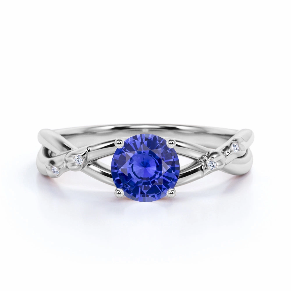 Glamorous Piece Shiny Piece Infinity 1.05 Ct Round Cut Lab Sapphire Engagement Ring