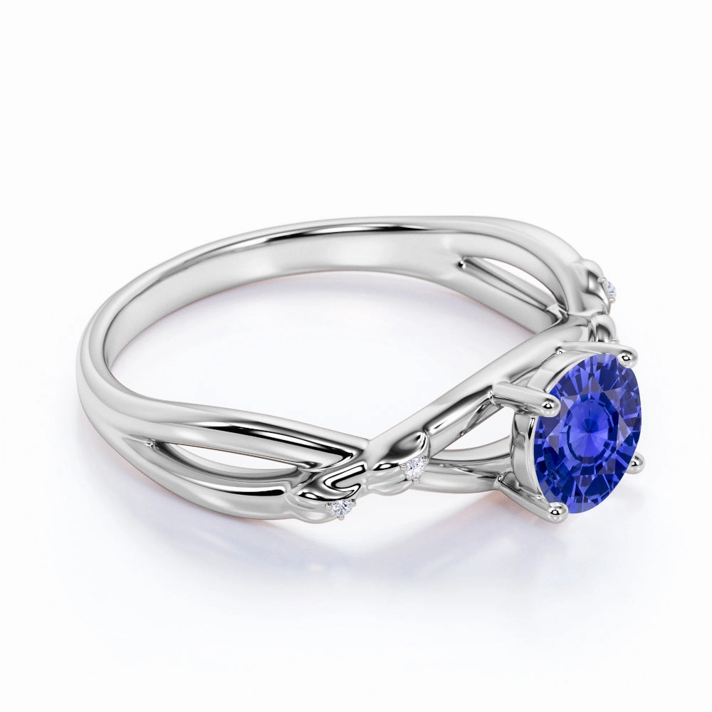 Evening Glam Traditional Use Infinity 1.05 Ct Round Cut Lab Sapphire Engagement Ring