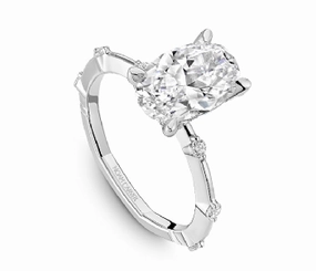 Glamour Accessory Dazzling Highlight Noam Carver Oval Center Hidden Halo Diamond Engagement Ring Setting in 14K White Gold (0.21ctw)