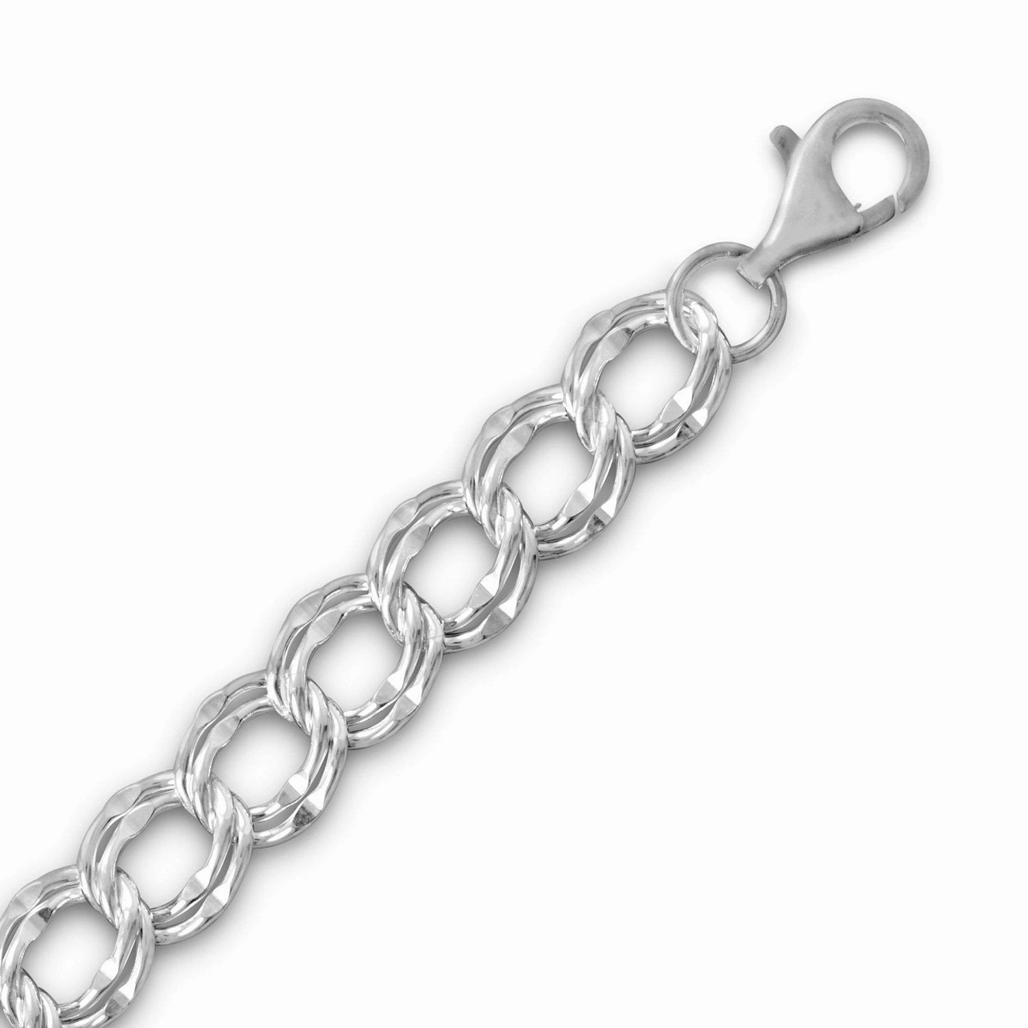 Fashion Basic Defining Detail Sterling Silver Extra Large Charm Chain Bracelet with Lobster Clasp