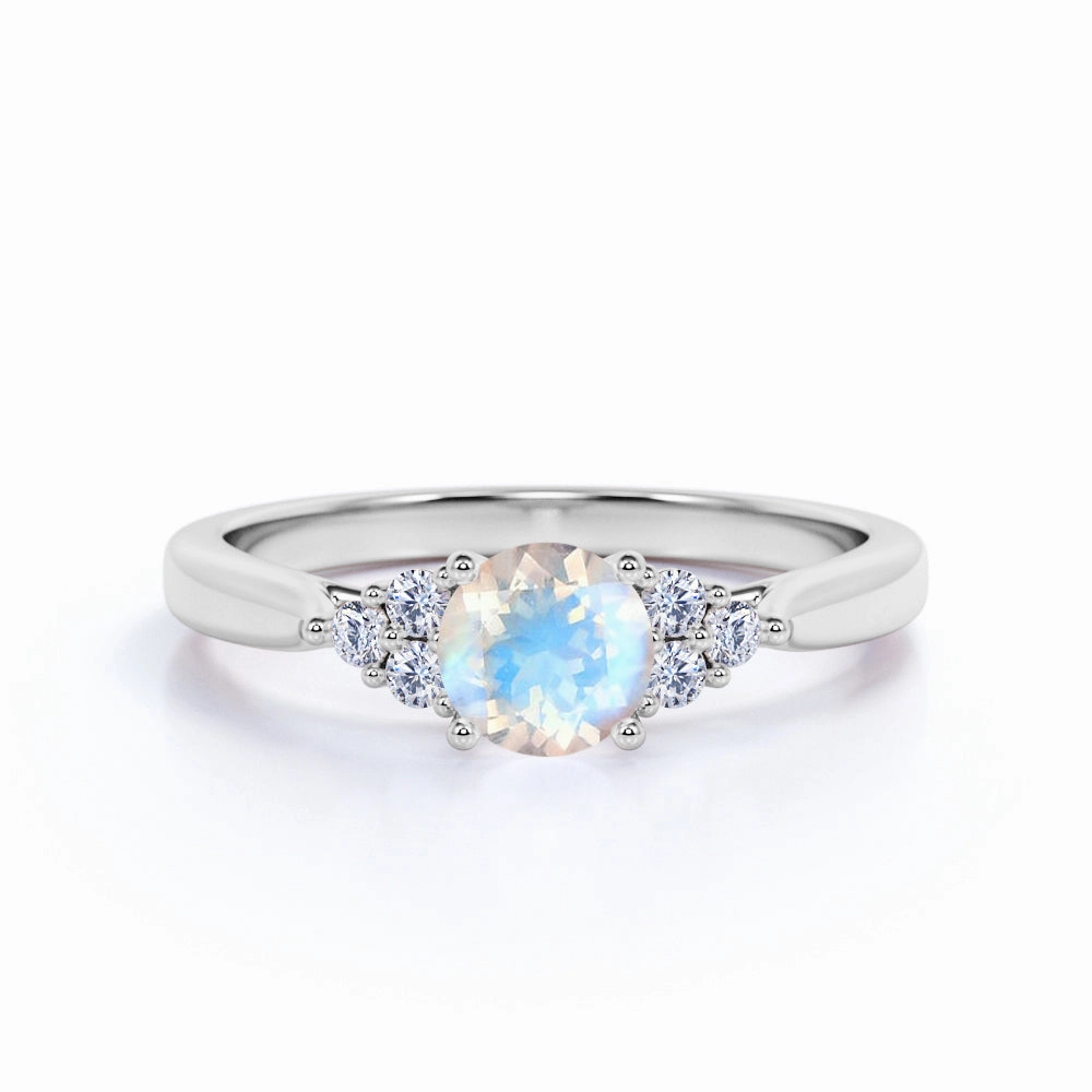 Acid Proof Antique 1.25 ct Round Moonstone Engagement Ring