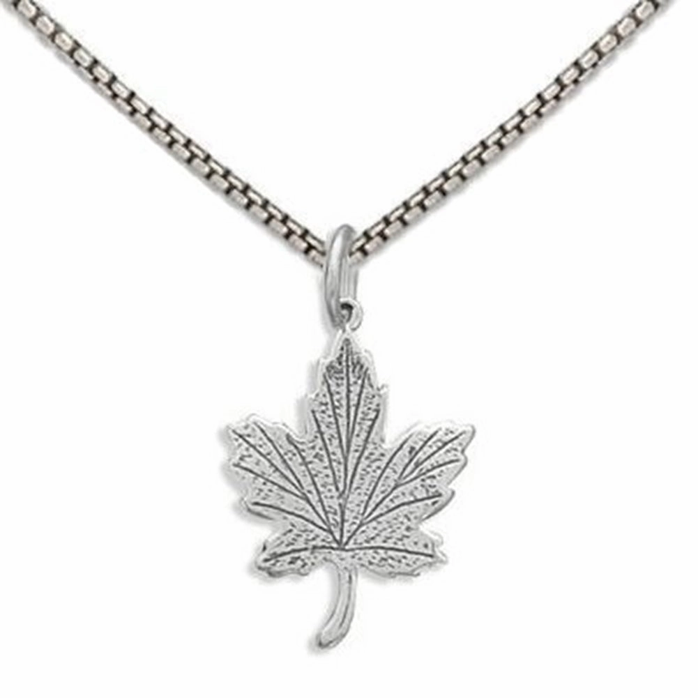 Maple Leaf Charm Necklace Sterling Silver - Includes Chain Stylish Adornment Colorful Look