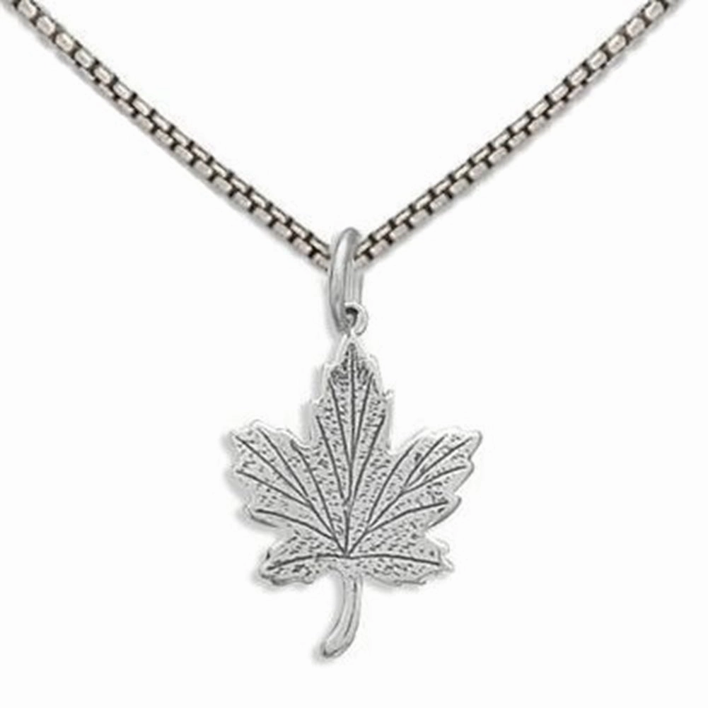 Holiday Joy Monogrammed Item Maple Leaf Charm Necklace Sterling Silver - Includes Chain